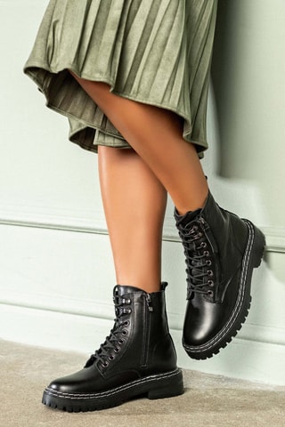 Bottines en cuir  - Noir
