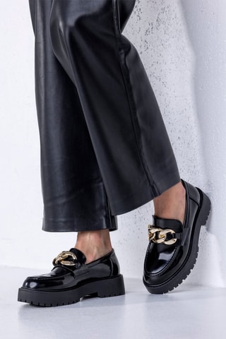 Mocassins plateformes  - Noir et doré