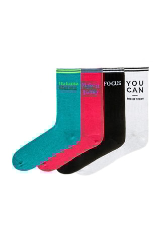 4 paires de chaussettes  - Blanc, noir et rose