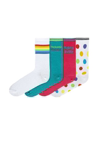 4 paires de chaussettes  - Blanc, rouge, bleu et jaune