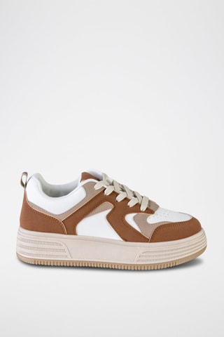 Baskets plateformes  - Blanc et marron