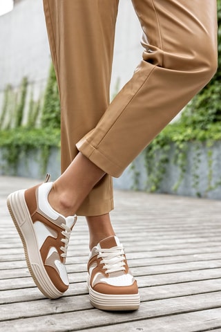 Baskets plateformes  - Blanc et marron