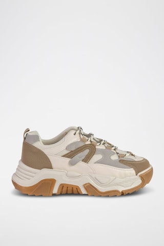 Sneakers plateformes  - Blanc, beige et gris