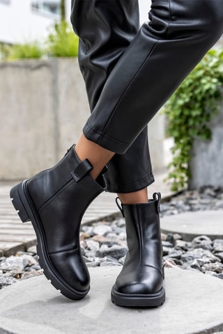 Bottines en cuir  - Noir
