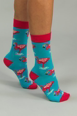 2 paires de chaussettes  - Blanc, rouge, bleu et rose