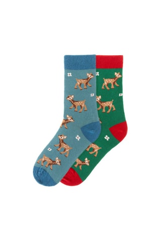 2 paires de chaussettes  - Rouge, bleu, vert et marron