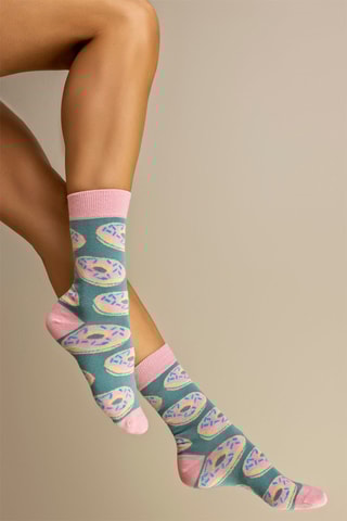 4 paires de chaussettes  - Bleu, vert et rose