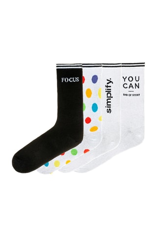 4 paires de chaussettes  - Blanc, noir et jaune