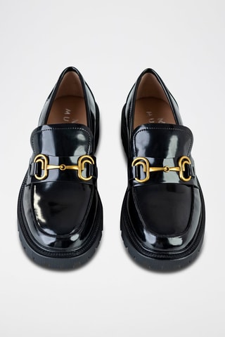 Mocassins vernis  - Noir et doré