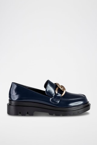 Mocassins vernis  - Bleu et doré