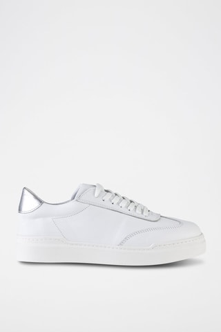 Baskets plateformes en cuir  - Blanc et argenté