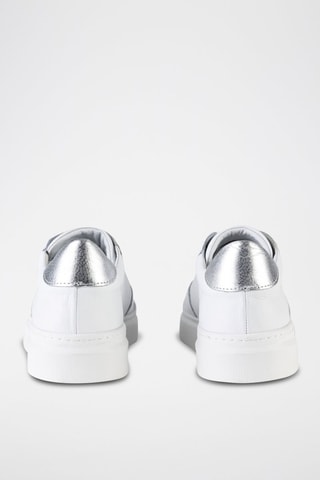 Baskets plateformes en cuir  - Blanc et argenté