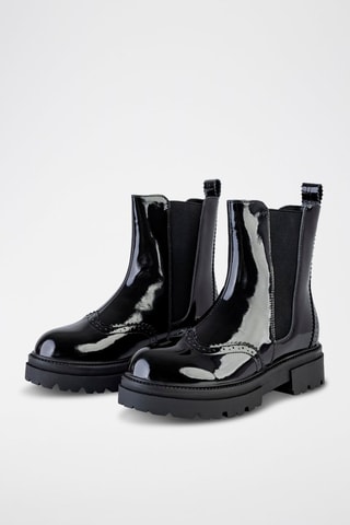 Bottines Chelsea en cuir verni  - Noir