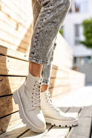 Bottines en cuir  - Beige