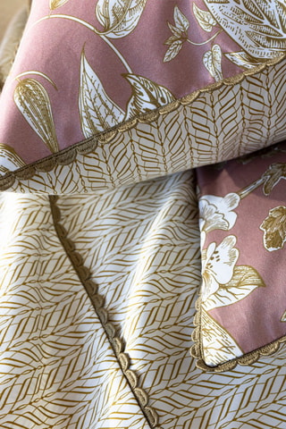 Katoensatijnen Kussensloop 120 Draad/cm² - Crèmekleurig en Roze