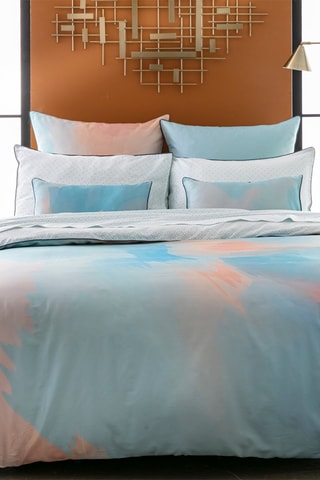 Katoensatijnen Overtrekset 120 Draad/cm² Bahia - Blauw en Oranje