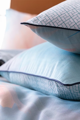 Katoensatijnen Overtrekset 120 Draad/cm² Bahia - Blauw en Oranje