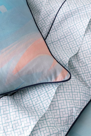 Katoensatijnen Overtrekset 120 Draad/cm² Bahia - Blauw en Oranje