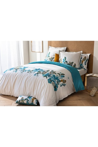 Perkalkatoenen Overtrekset 80 Draad/cm² - Wit en Turquoise