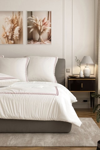 Katoenen Overtrekset 80 Draad/cm² - Wit en Bordeauxrood