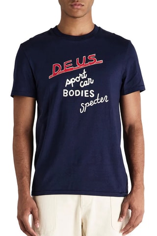 T-shirt en coton biologique - Bleu nuit et rouge