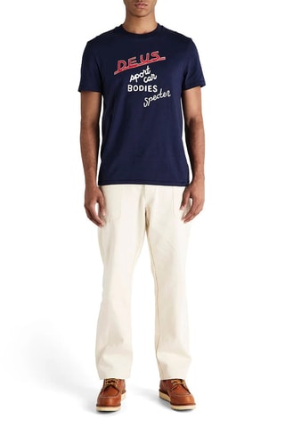 T-shirt en coton biologique - Bleu nuit et rouge