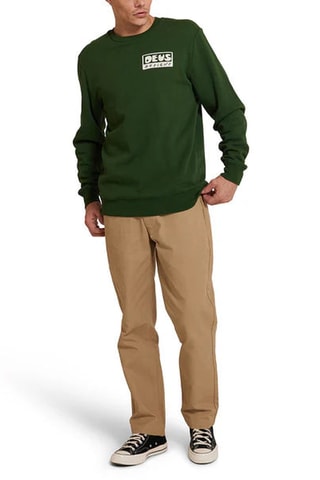 Sweat en coton biologique - Vert foncé et blanc