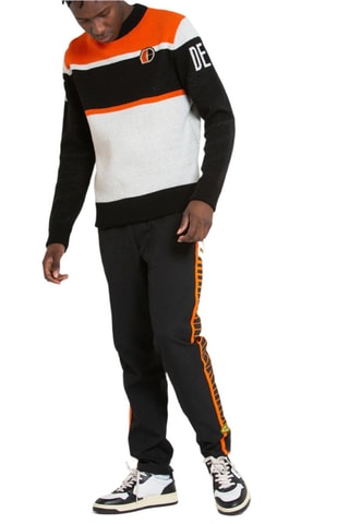 Pull en laine - Noir et orange
