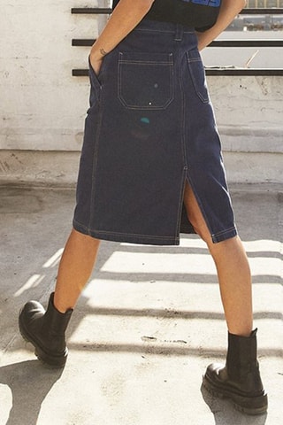 Jupe droite en jean - Indigo