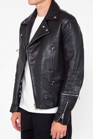 Veste en cuir d’agneau Tornado - Noir