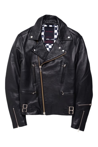 Veste en cuir d’agneau Tornado - Noir