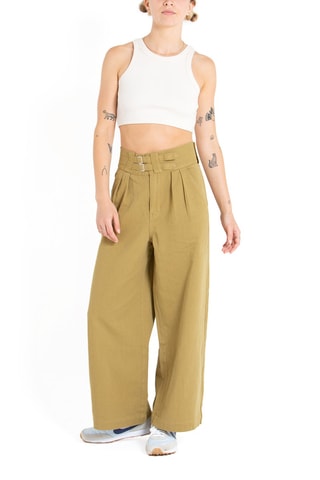 Pantalon taille haute - Vert olive