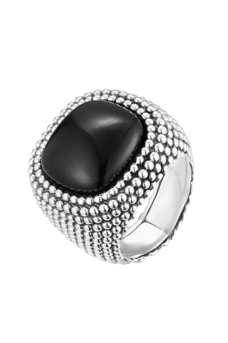 Ring - Zilverkleurig Brons en Onyx