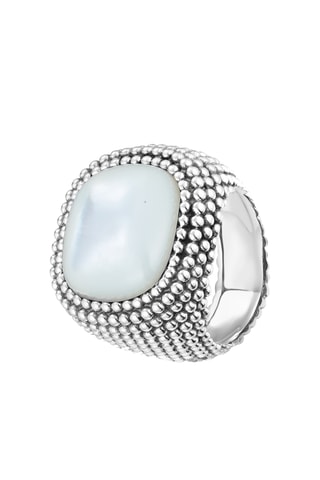 Ring - Zilverkleurig Brons en Parelmoer