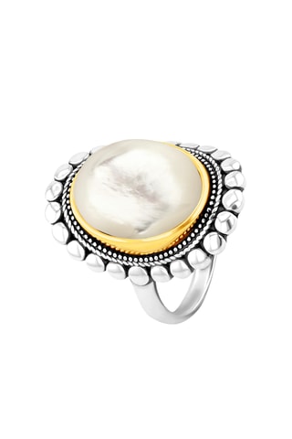 Ring - Zilverkleurig Brons en Parelmoer