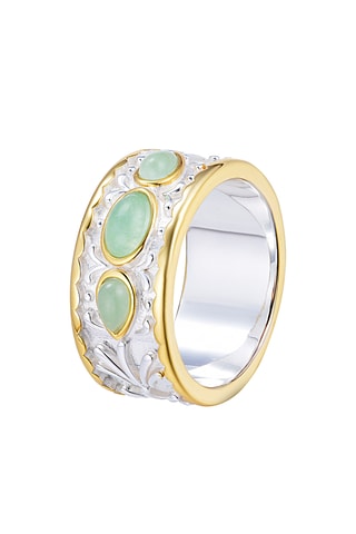 Ring - Zilverkleurig Brons, Verguld Brons en Kwarts