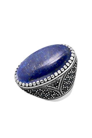 Ring - Zilverkleurig Brons en Lapis Lazuli