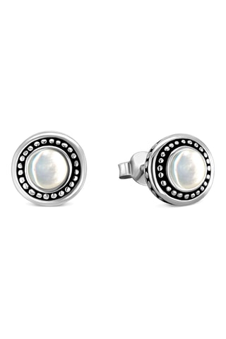 Oorbellen - Zilverkleurig Brons en Parelmoer