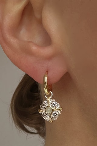 Creolen - Verguld Brons, Zilverkleurig Brons en Kwarts