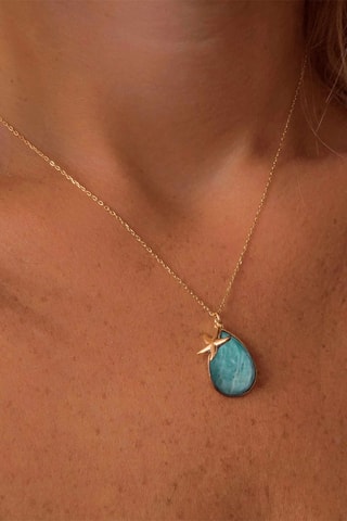 Ketting - Verguld Brons en Amazonieten