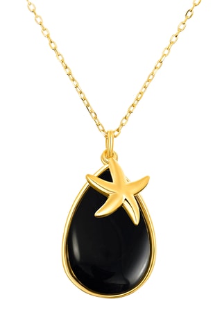 Ketting - Verguld Brons en Onyx