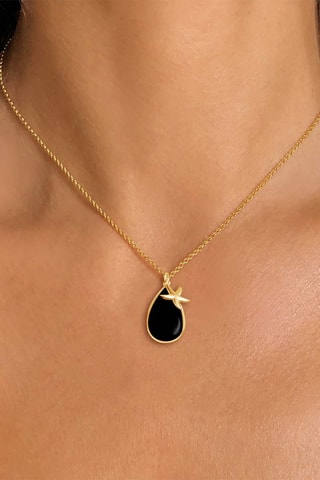 Ketting - Verguld Brons en Onyx