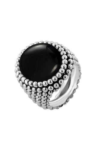 Ring - Zilverkleurig Brons en Onyx