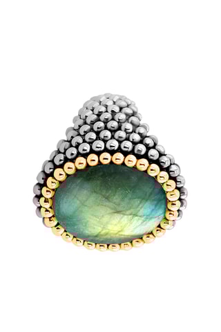 Ring - Zilverkleurig Brons, Verguld Brons en Labradoriet