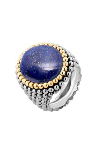 Ring - Zilverkleurig Brons, Verguld Brons en Lapis Lazuli