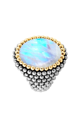 Ring - Zilverkleurig Brons, Verguld Brons en Maansteen