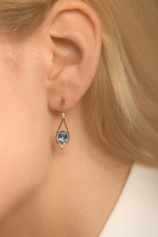 Oorbellen Brillants Topaze Witgoud, Diamanten 0,03 Karaat/4 en Topazen 1,9 Karaat/2