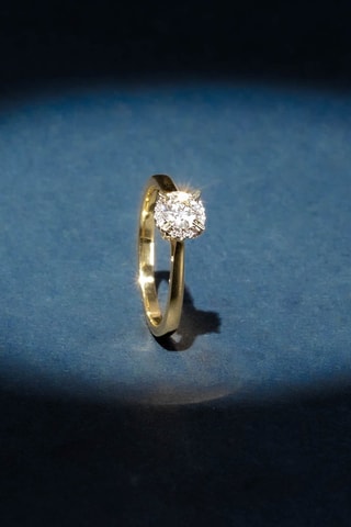 Verlovingsring Amoureuse Geelgoud, Diamant en Solitaire