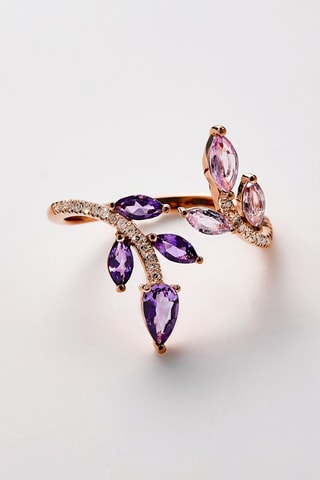 Ring Diamants Flamboyant Roségoud, Diamanten, Amethisten en Saffieren