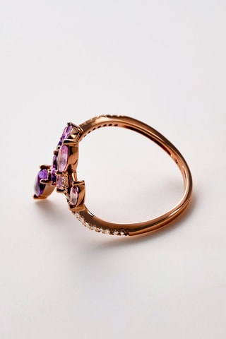 Ring Diamants Flamboyant Roségoud, Diamanten, Amethisten en Saffieren